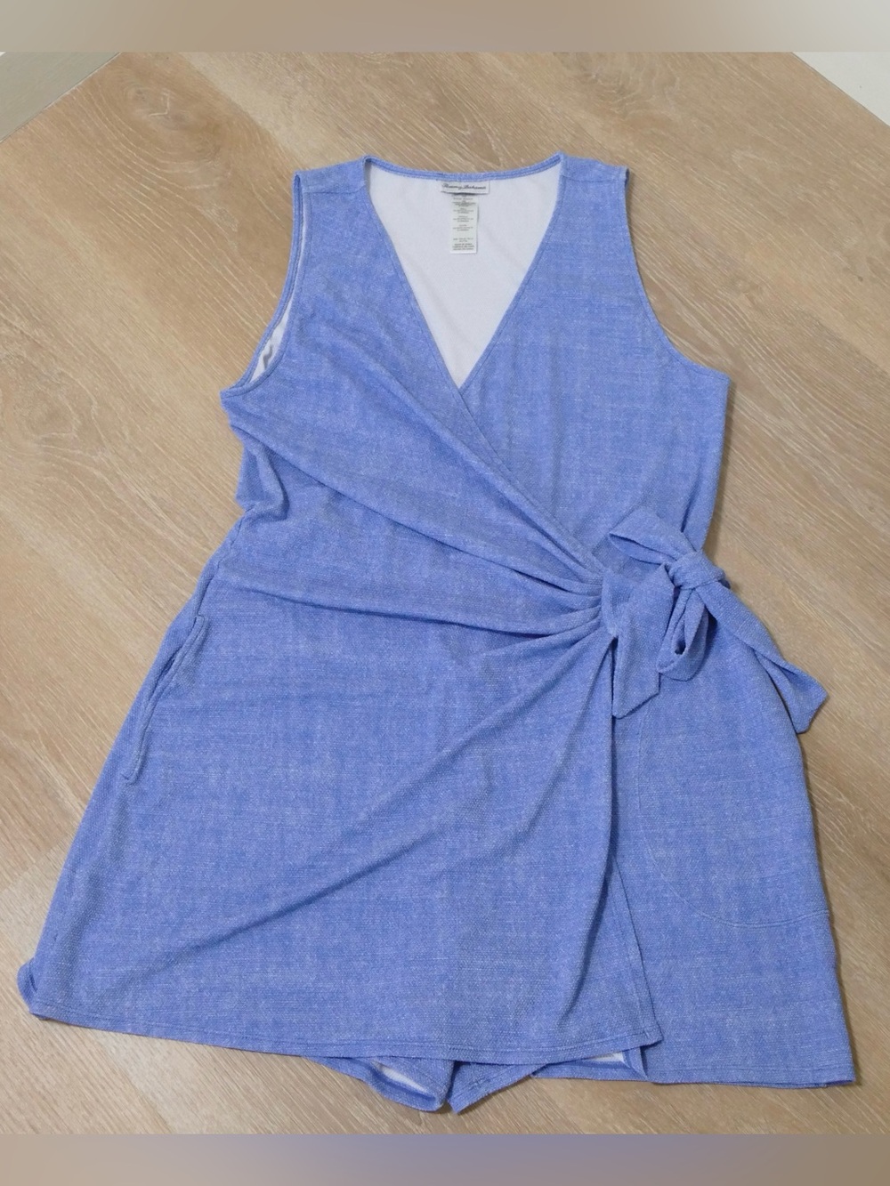 Tommy Bahama Island Cay Wrap Romper Blue Monday Heather UPF 50 Pockets Women’s - Picture 4 of 13